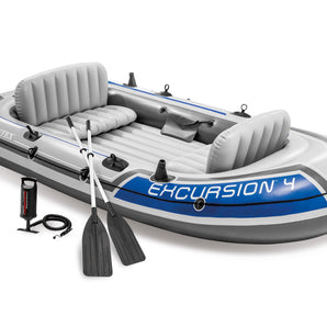 Bote inflable intex excursion 4 set + remos + inflador capacidad 500 kg